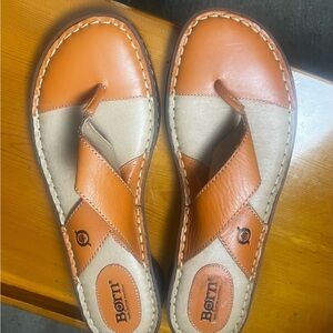 Born  Tan Leather Toe Sandals